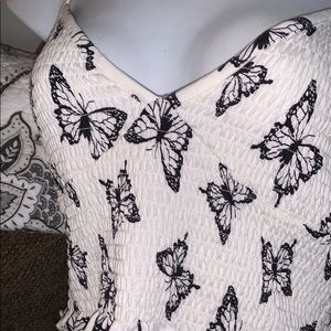 Black white butterfly crop tank,Stretchy material, Size Small,an comfy